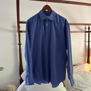 Vintage Men’s YSL French Blue Embroidered Logo Buttondown Shirt